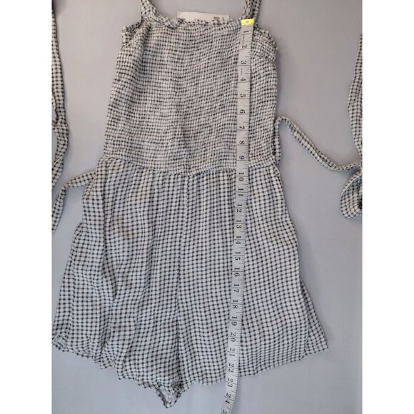 Abercrombie & Fitch Womens XS Gingham Romper Black & White Cotton Blend - Picture 6 of 12
